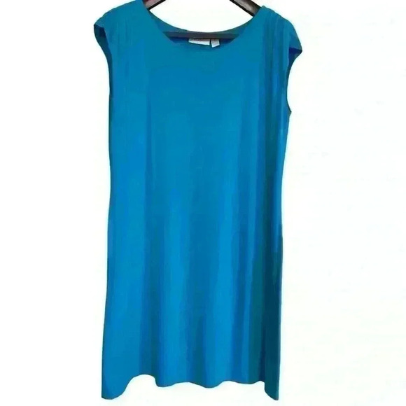 Chico's Taryn Tee Shirt Dress Size 12/14 Robin Egg Blue Stretch Flowy Casual - Picture 3 of 10